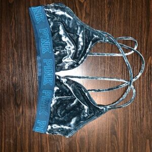 PINK Victoria's Secret Velvet Strappy Bikini Top - Blue